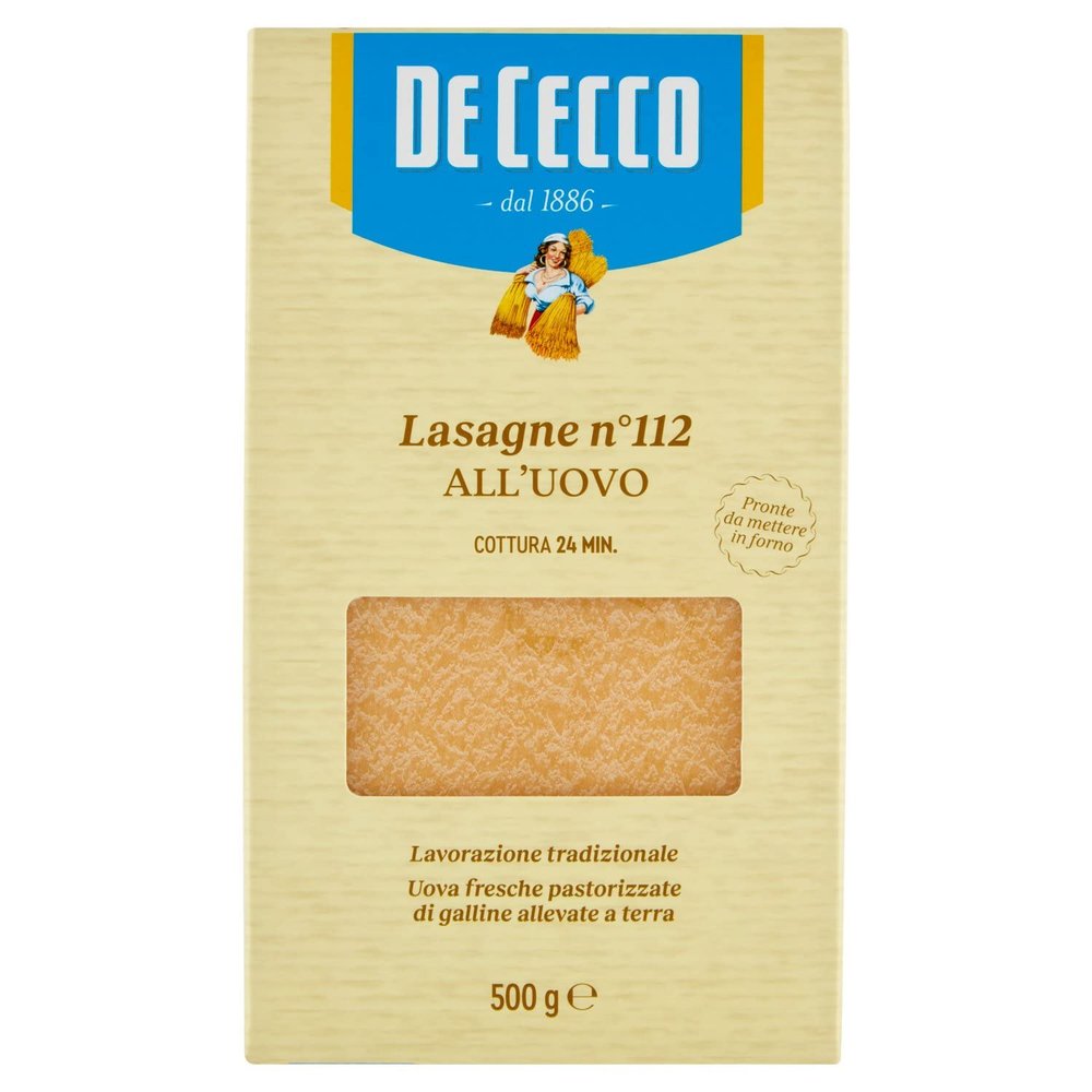 De Cecco Italian Egg Pasta Lasagne, 6er Pack (6 x 500 g)