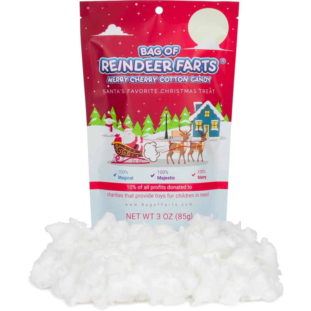 Little Stinker Bag of Reindeer Farts Cotton Candy Funny Unique Christmas Stocking Stuffer Present for Kids Adults Boys Girls Men Women Party Fun Unique Holiday Surprise