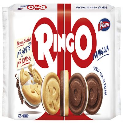 3X Pavesi Biscuits Ringo 330g with Vanilla Cream 6 Snack Cookies bar of Chocolate