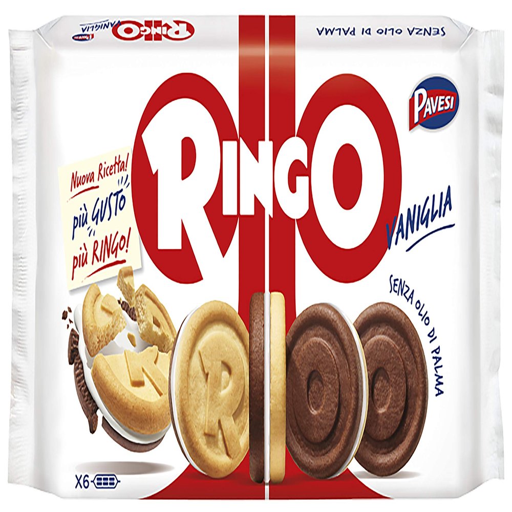 3X Pavesi Biscuits Ringo 330g with Vanilla Cream 6 Snack Cookies bar of Chocolate