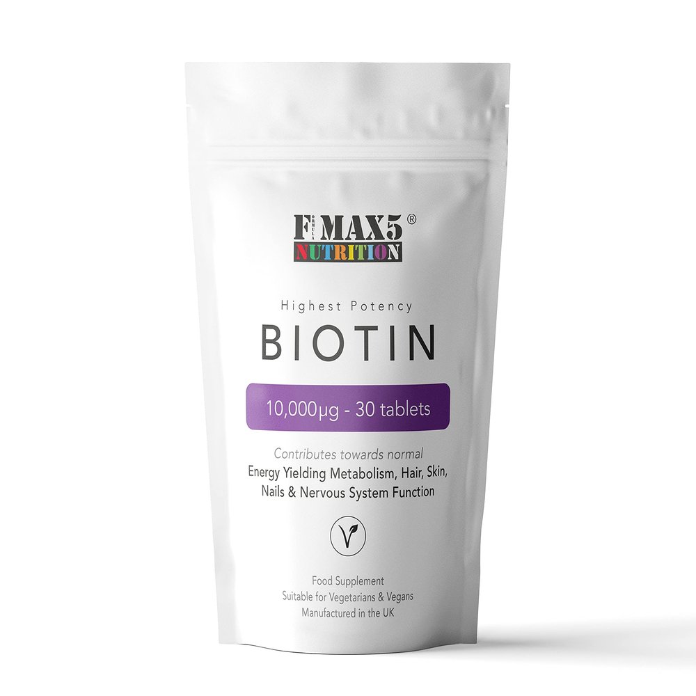 Biotin Hair Growth Supplement, 30-365 Tablets (1 Month to Full Year Supply) Biotin 10,000mcg by FMax5 Supplements (30)
