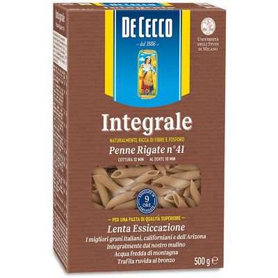 5X Pasta De Cecco Penne rigate integrali n. 41 Whole Wheat Grain Italian Pasta 500g 100% Italian