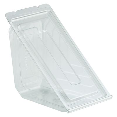 Sandwich Wedge Packaging Clear Base PET Plastic Hinged - 6 1/2"L x 3"W x 3 1/4"H 250 Per Roll