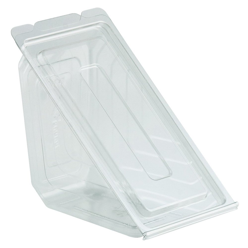 Sandwich Wedge Packaging Clear Base PET Plastic Hinged - 6 1/2"L x 3"W x 3 1/4"H 250 Per Roll