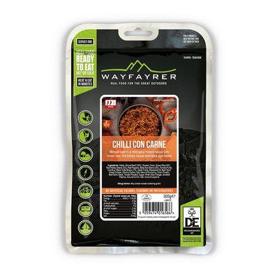 Wayfayrer Chilli Con Carne & Rice 300g Ready to Eat, Hot or Cold, Meal Pouch Recommended for Duke of Edinburgh's Award Expeditions, Camping, Hiking, Fishing and Outdoor Adventures