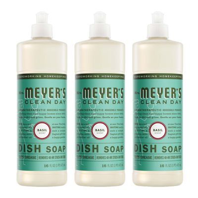 Mrs. Meyer's Liquid Dish Soap, Biodegradable Formula, Basil, 16 fl. oz - Pack of 3