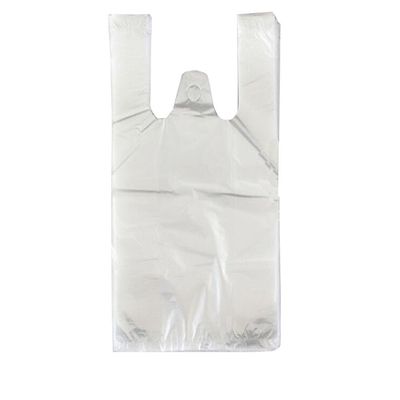 100PCS Transparent Medium Size Plastic Bag Vest Style Carrier bags for Food Shopping 8.9x15.7Inch 30 Micron Two-sided