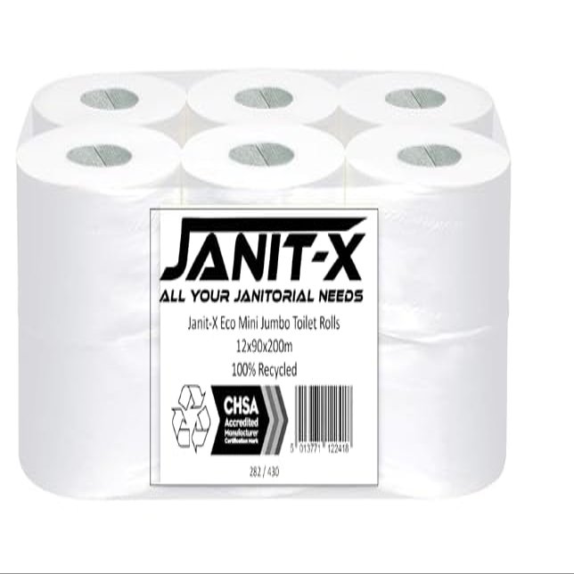 2x Q Connect 200m 2-ply 2work Mini Jumbo Toilet Roll (Pack of 12)