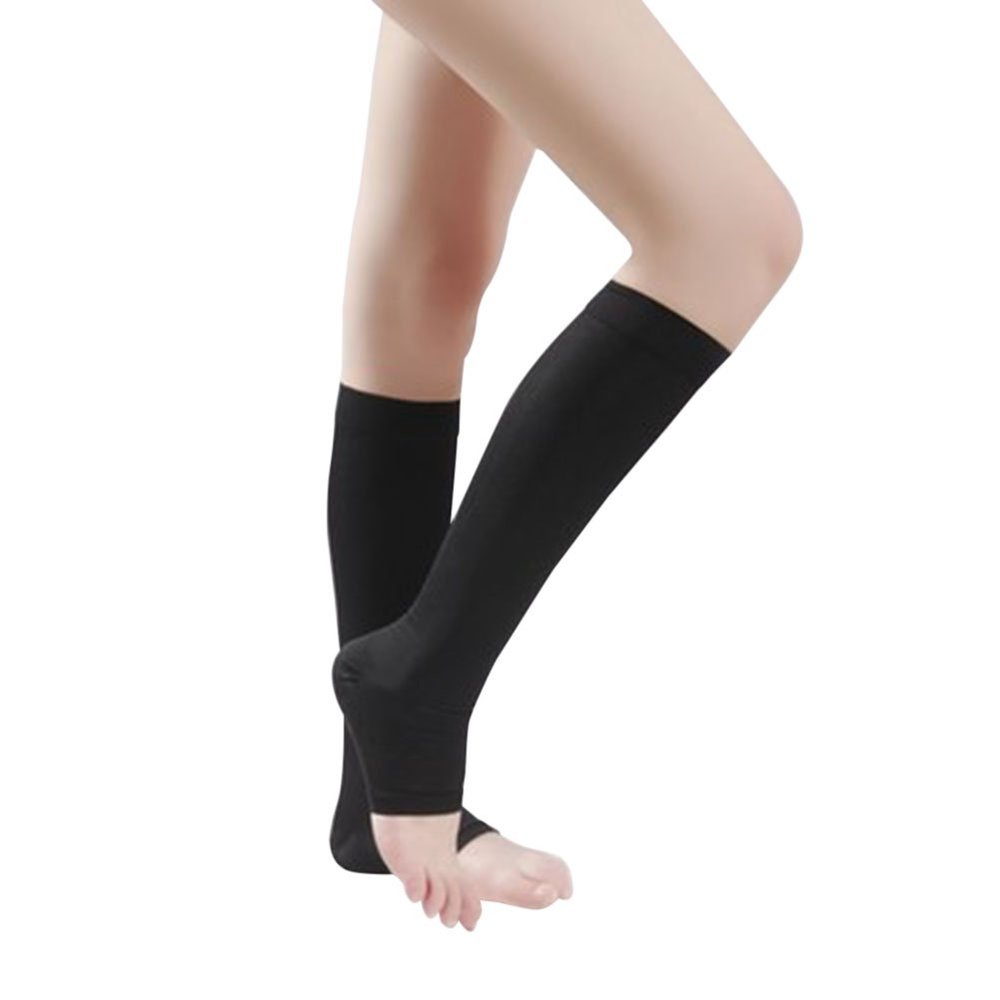 Moresave 18-21 mmHg Compression Open Toe Men Women Sock Knee High Socks Support Stockings