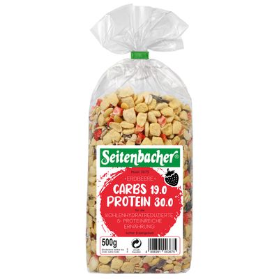 Seitenbacher Muesli Carbs 19.0 Strawberry I Low Carb I Protein, fiber I (1x500g)