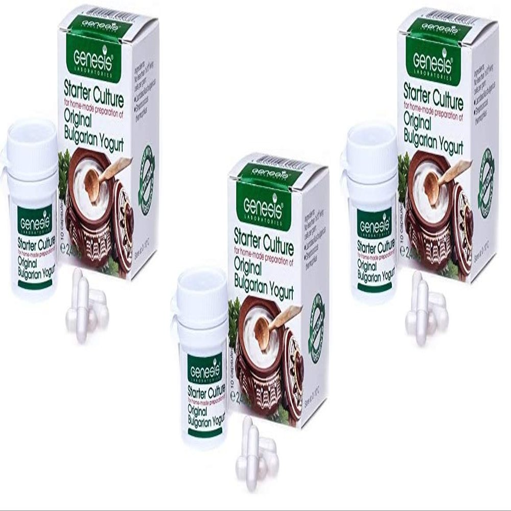Pack of 3 x Bulgarian Starter Culture for Traditional Yogurt - Natural - 10 Capsules for 20 liters