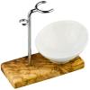 GREENDOOR Shaving Brush Holder, Shaving Brush Stand Made of Olive Wood & Steel & Porcelain Bowl, Beautiful Set, Gift for Men, Gifts Shaving Stand Razor Holder view 1