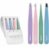 4-Piece Professional Tweezers Set with Case | Stainless Steel | Best Precision for Eyebrow, Splinter & Ingrown Hair Removal | Includes: Slant, Point, Straight, & Point/Slant view 1