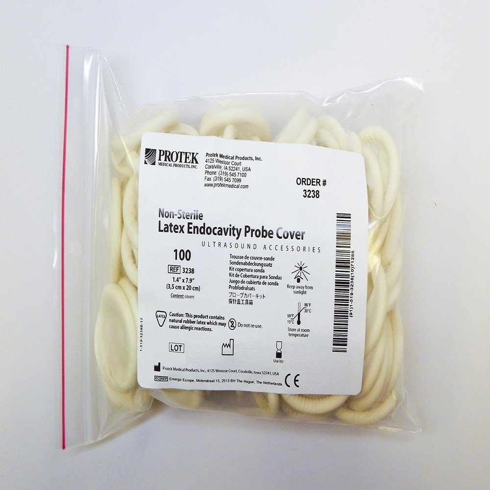 Krystal Latex Ultrasound transducer Probe Cover 1.5 x 7.9 endocavity Non sterile Bulk 100/box
