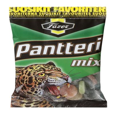 12 Bags x 180g of Fazer Pantteri Mix - Salty Liquorice - Salmiak - Fruity - Wine Gums - Candies - Sweets
