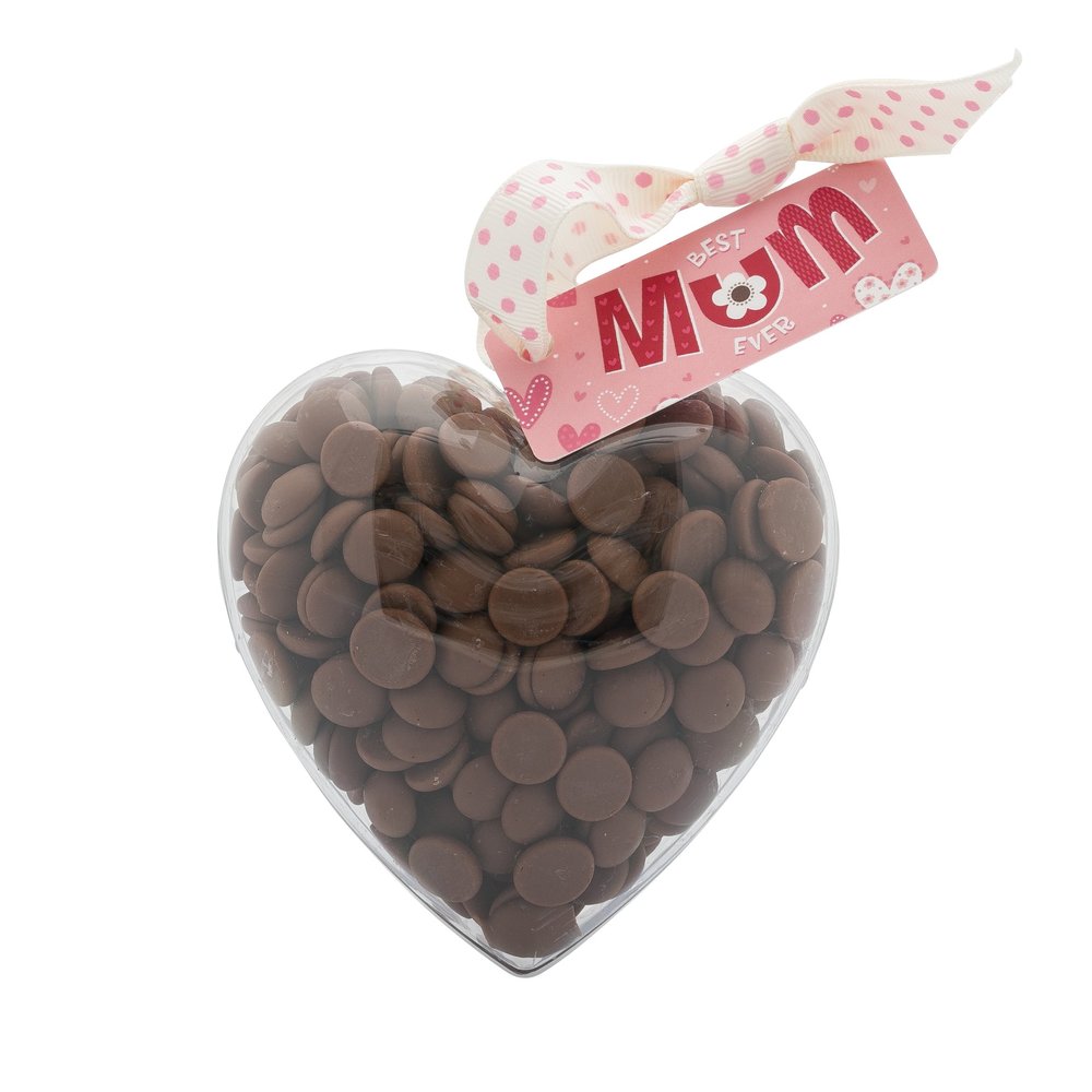 ButtonChocs Mothers Day Chocolate Heart - Best Mum. Belgian Milk Chocolate Mothers Day Gift.