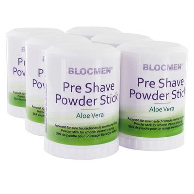 BLOCMEN Aloe Vera Pre-Shave Powder Stick, Pack of 6