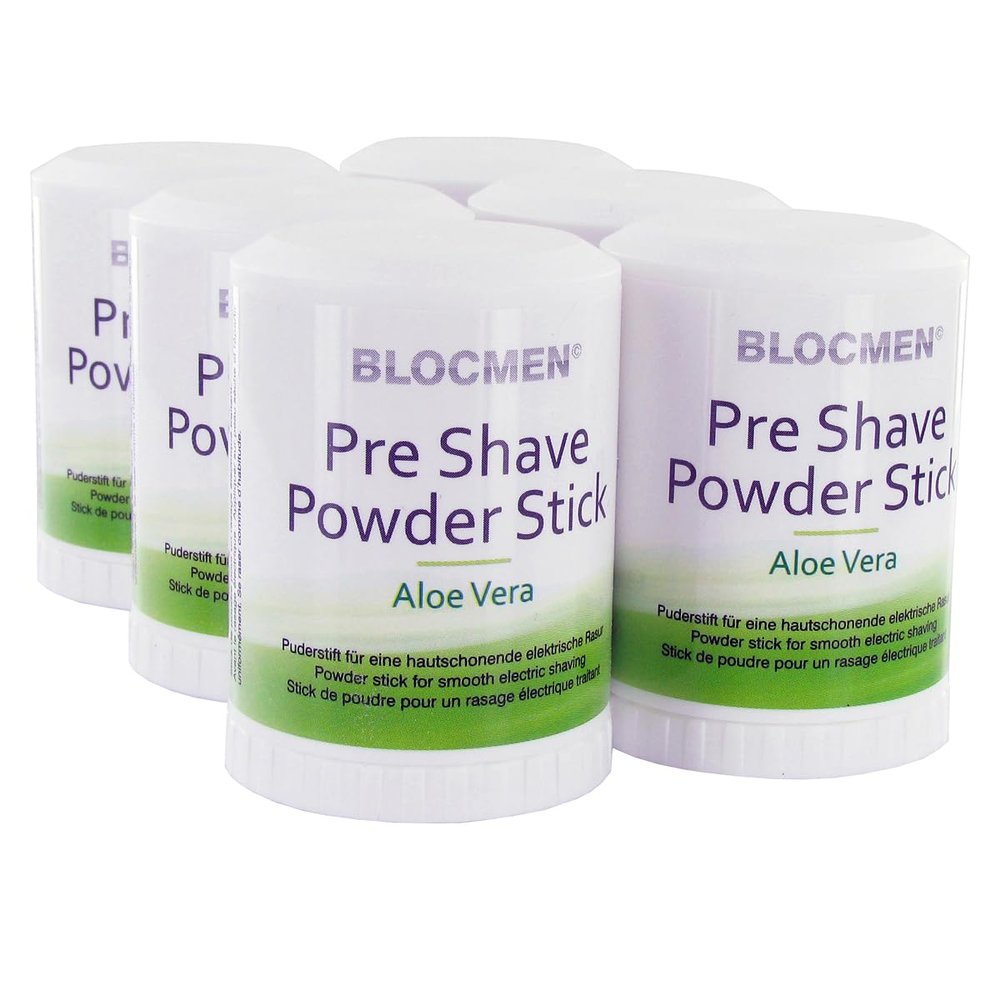 BLOCMEN Aloe Vera Pre-Shave Powder Stick, Pack of 6
