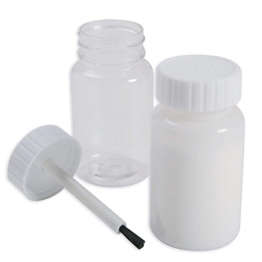 S&S Worldwide Refillable Glue/Paint Bottle with Attached Brush, Holds 2.7 oz. of Liquid (80ml), Resealable Screw-Top Keeps Liquid Fresh, Easily Portion & Dispense Paint or Glue, 3" Tall. Pack of 12.