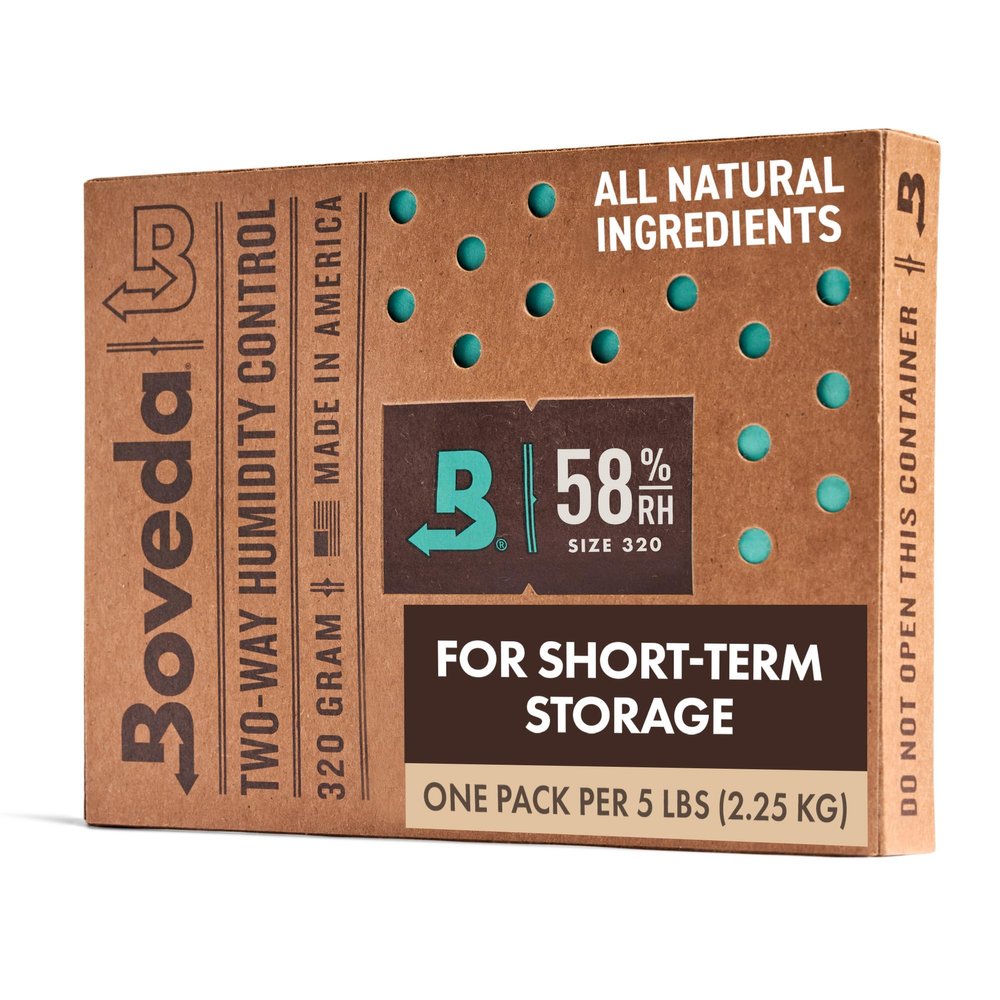 Boveda 58% Two-Way Humidity Control Pack For Storing 5 lb  Size 320  Single  Moisture Absorber for Storage Containers  Humidifier Pack  Individually Wrapped Hydration Packet