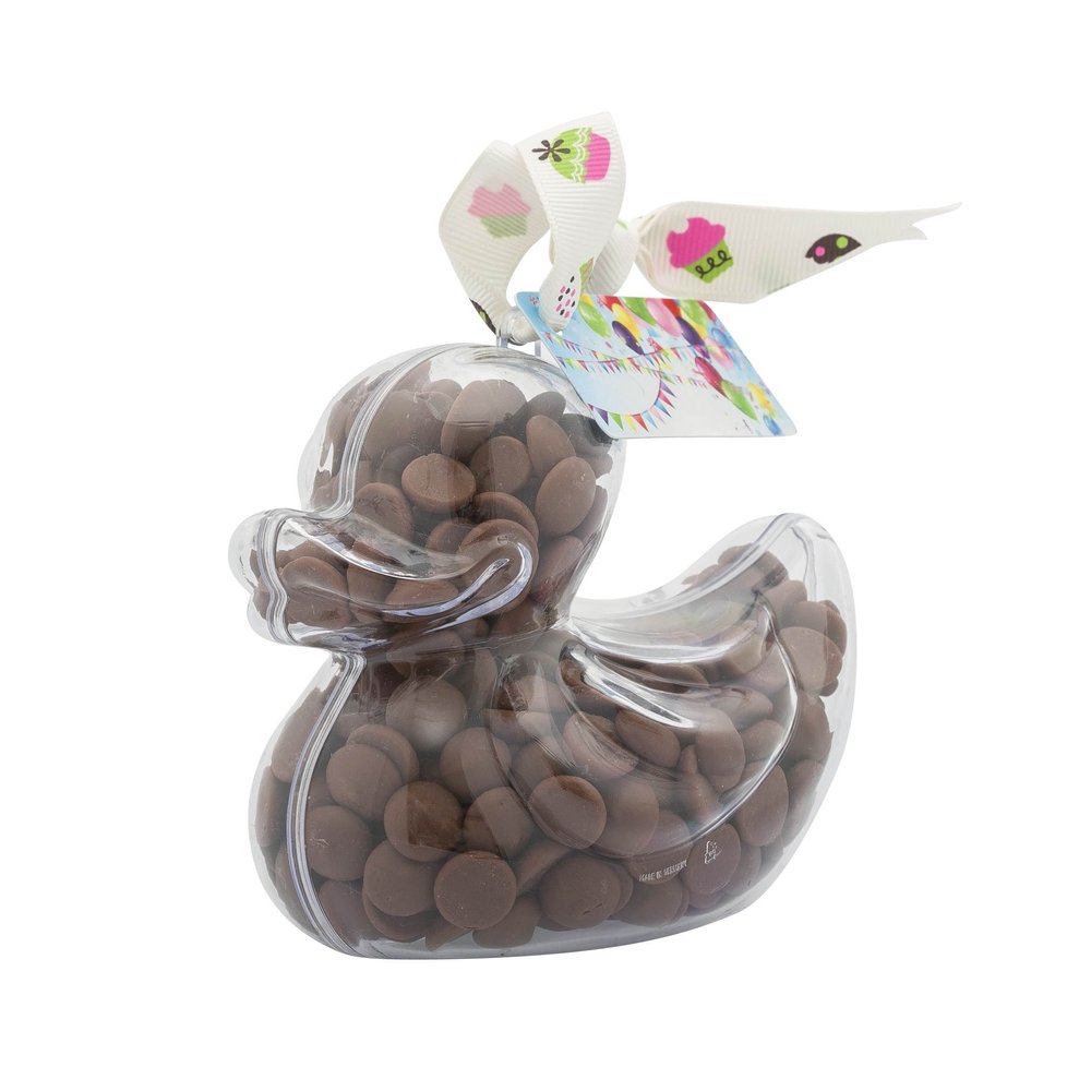 ButtonChocs Birthday Chocolate Duck - Birthday Balloons. Belgian Milk Chocolate Birthday Gift.