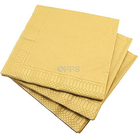 20 LUXURY 3 PLY GOLD PAPER NAPKINS - 40cm x 40cm Ideal for weddings, christenings, parties, bbq's etc