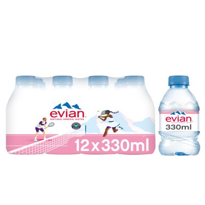 Evian Still Natural Mineral Water, 12 x 330 ml
