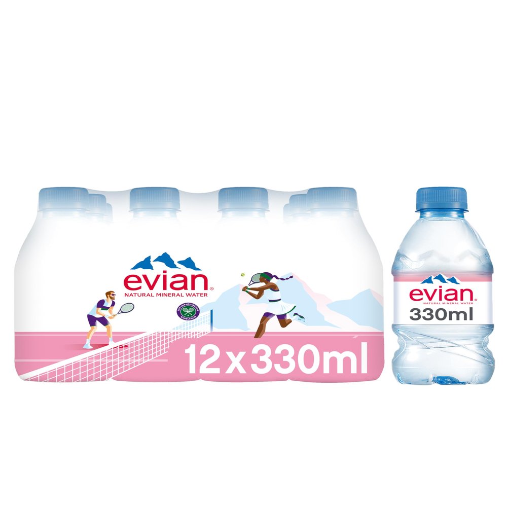 Evian Still Natural Mineral Water, 12 x 330 ml
