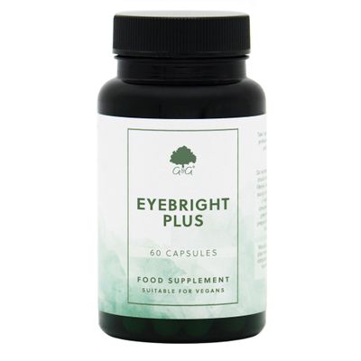 Eyebright Plus - Blend of Natural Eyebright, Lutein, Astaxanthin, Bilberry, Lycopene - 60 Vegan Capsules - Non-GMO, Made in The UK - G&G Vitamins