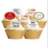 24 Precut Age 80 Eighty Eightieth 80th Birthday Edible Wafer Paper Cake Toppers Decorations view 1