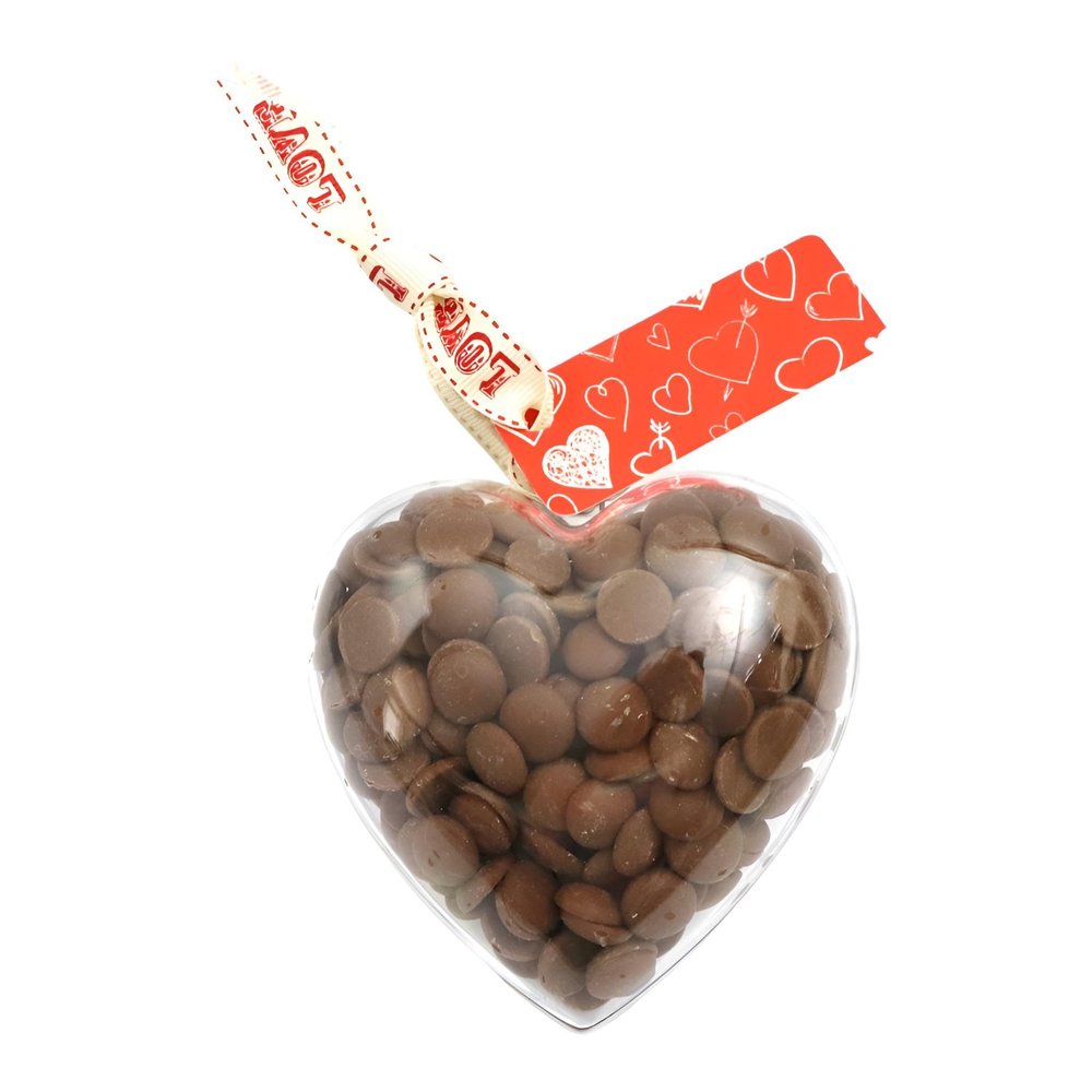 ButtonChocs Valentines Chocolate Heart - Lovehearts. Belgian Milk Chocolate Valentines Gift & Mothers Day Gift.