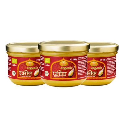 Organic Premium Bio Ghee / Bio Ghee 190g, Set of 3, Ayurveda Foods, Contains Vitamins A, D, E & K, Ghee Made of Grass fed Cows
