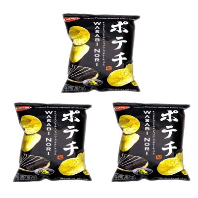 Japanese Potato Chips Wasabi NORI Seaweed 100g Pack of 3  