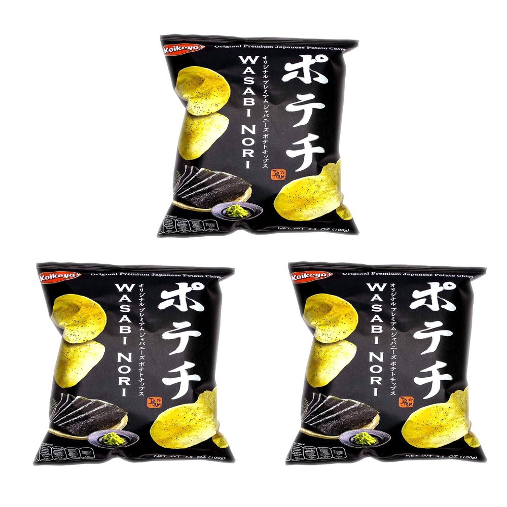Japanese Potato Chips Wasabi NORI Seaweed 100g Pack of 3  
