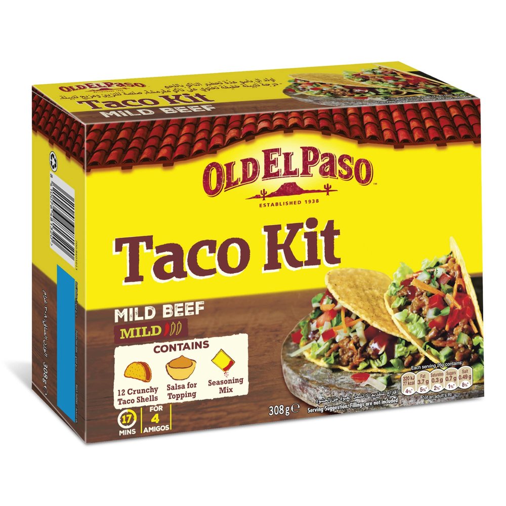 Old El Paso Garlic & Paprika Crunchy Taco Kit 308 g (Pack of 8)