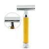 3 Piece Men's Shaving De Safety Razor In Yellow Colour. Perfect For Deep Clean Shave. Comes In a Leather Zipper Pouch/Bag To Keep The Razor Safe. view 1