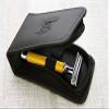 3 Piece Men's Shaving De Safety Razor In Yellow Colour. Perfect For Deep Clean Shave. Comes In a Leather Zipper Pouch/Bag To Keep The Razor Safe. view 2