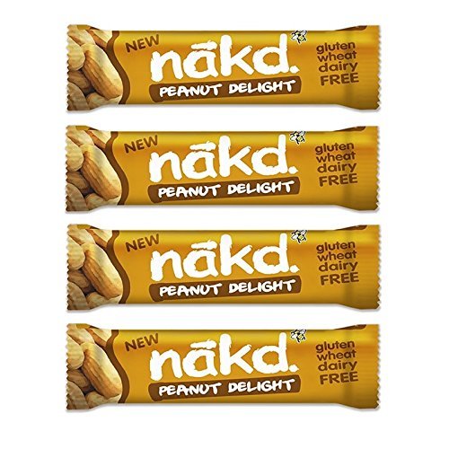Peanut Delight - Nakd Raw Fruit Nut Bars 35g Each - Gluten Wheat Dairy Sugar Free (Pack of 4)