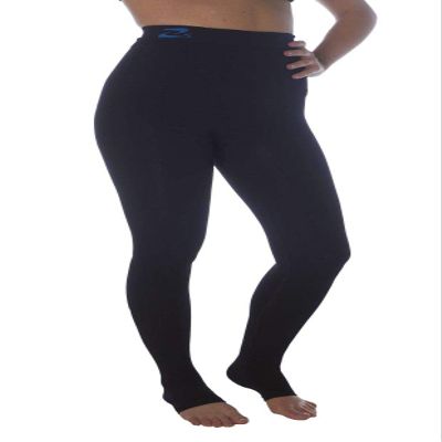 CzSalus Flat Weave Slimming Compression Leggings, 18-21 mmHg , for Lipedema-Lymphedema - Black - Large