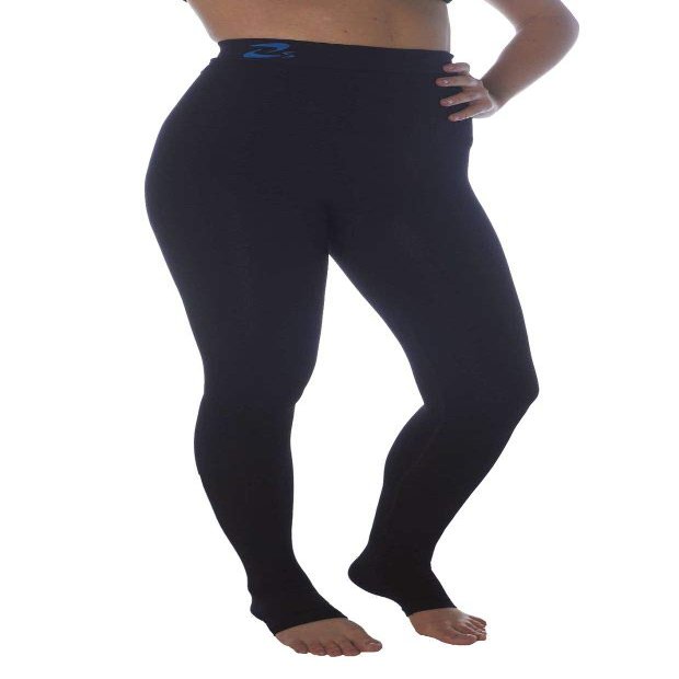 CzSalus Flat Weave Slimming Compression Leggings, 18-21 mmHg , for Lipedema-Lymphedema - Black - Large