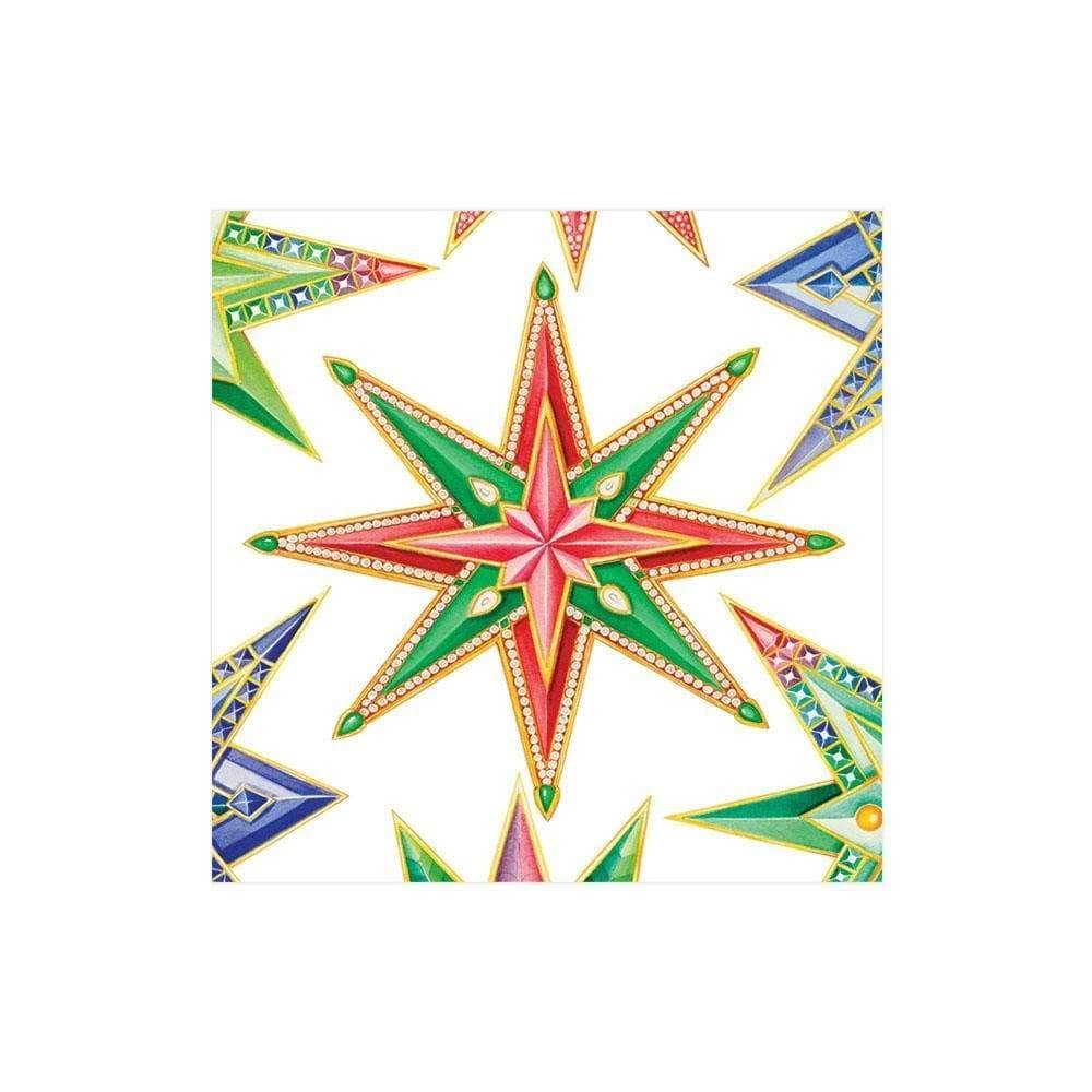 Caspari Jeweled Stars Paper Cocktail Napkins in White, 20 Per Package