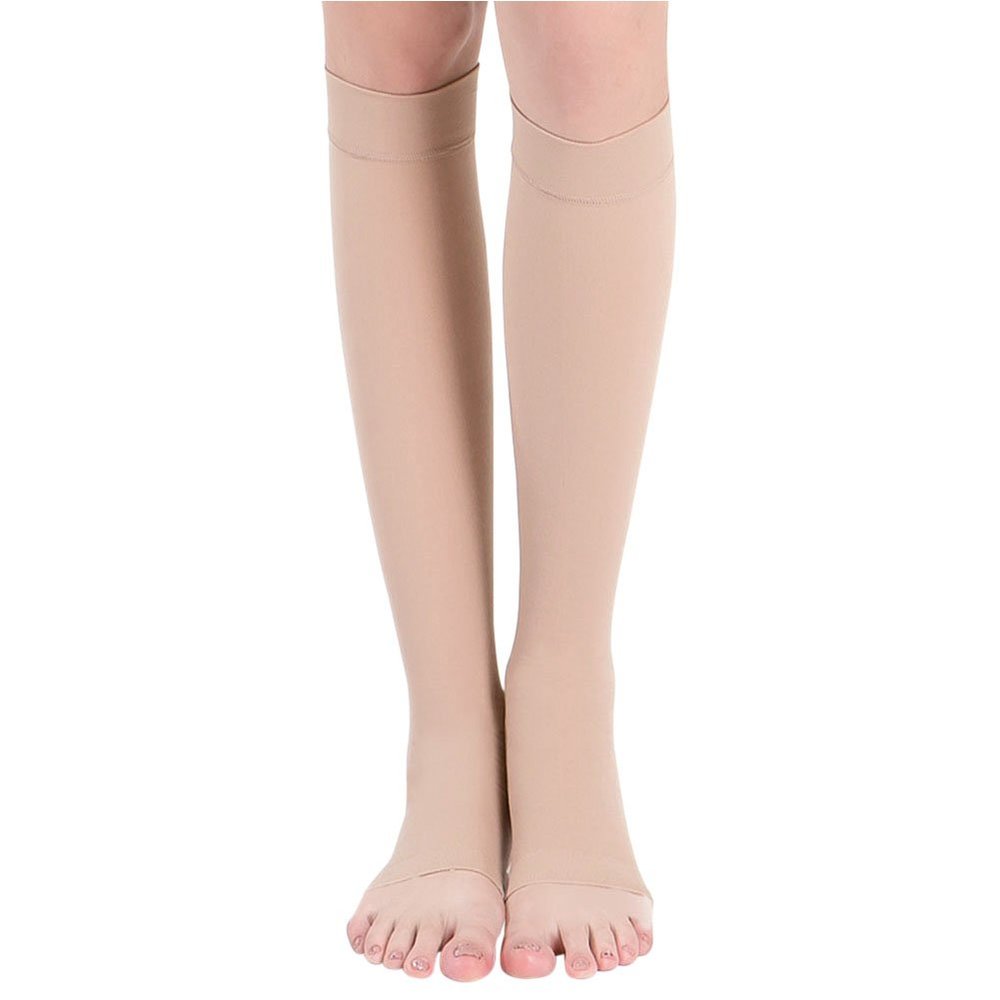 Moresave 18-21 mmHg Compression Open Toe Men Women Sock Knee High Socks Support Stockings