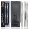 3pcs Tweezers Set with Leather Case - Stainless Steel, Slant, Straight and Pointed Tip Tweezers - Tweeze with Ease, Eyebrow and Nose Hair, Splinters & More view 4