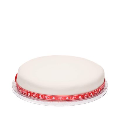 Bizzibeans Iced Christmas Fruit Cake Moist Brandy-Soaked Xmas Fruitcake Fondant Icing Snowflakes & Hand Rolled Marzipan for Xmas Vegetarian & Dairy Free Serves 20 Round, 8, Approx 2.5kg