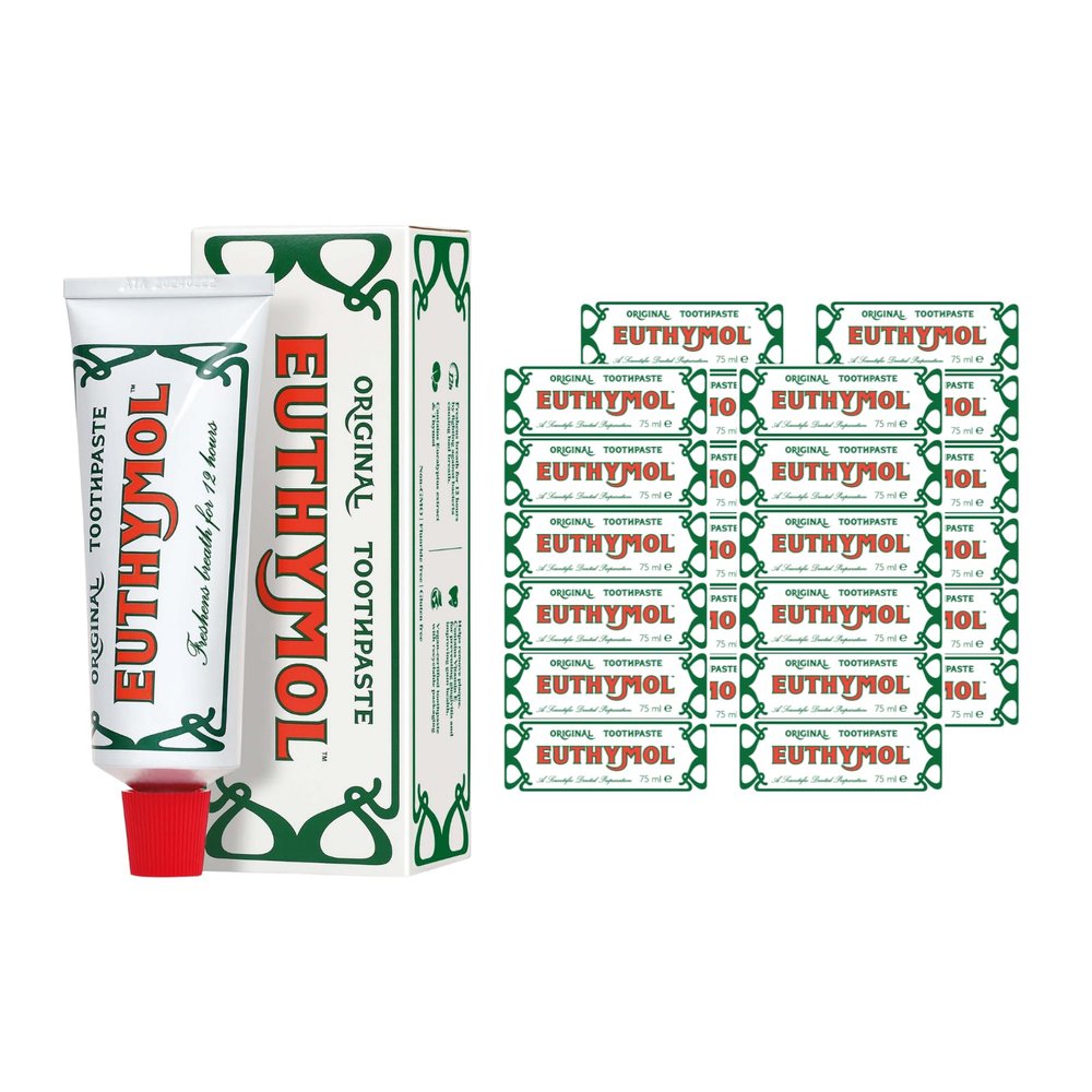 Euthymol Original Toothpaste Bundle  24 x 75ml Fluoride-Free Toothpaste for Plaque Removal, Antibacterial, Cavity & Gum Care, Healthy Enamel, Daily Oral Hygiene