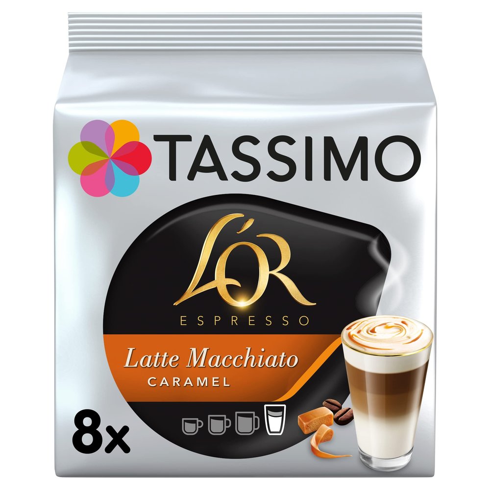 Tassimo L'OR Latte Macchiato Caramel Coffee Pods, Pack of 8