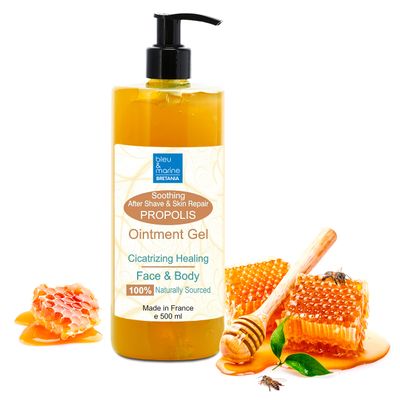 Pure Propolis Cicatrizing Gel Ointment 500 ml Dispenser Pump Bottle - Healing Balm - After-shave - Soothing gel "insect bites" - Body and facial care for problem skin