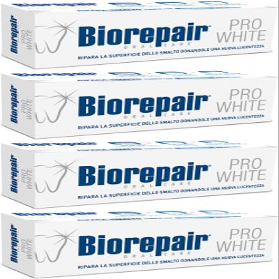 Biorepair Pro White Whitening Toothpaste with microRepair 2.5 fl.oz 75ml,Pack of 4