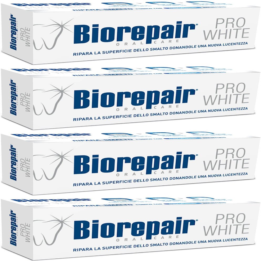 Biorepair Pro White Whitening Toothpaste with microRepair 2.5 fl.oz 75ml,Pack of 4
