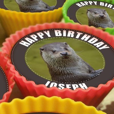 Otter - 20 x 5cm Personalised Edible Cupcake Toppers on Premium Icing